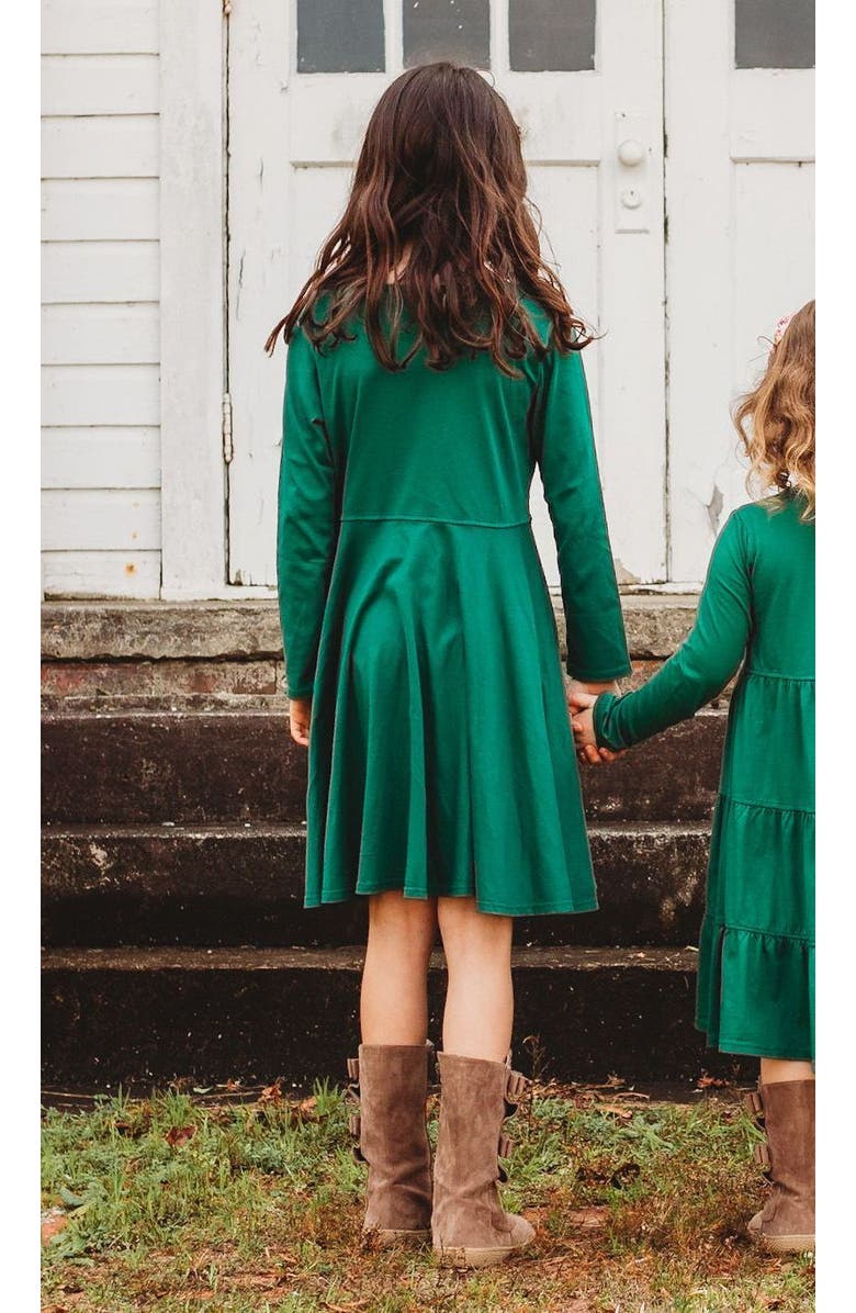 CITY THREADS Girls Soft Jersey 100% Cotton Long Sleeve Skater Twirly Dress, Alternate, color, Black