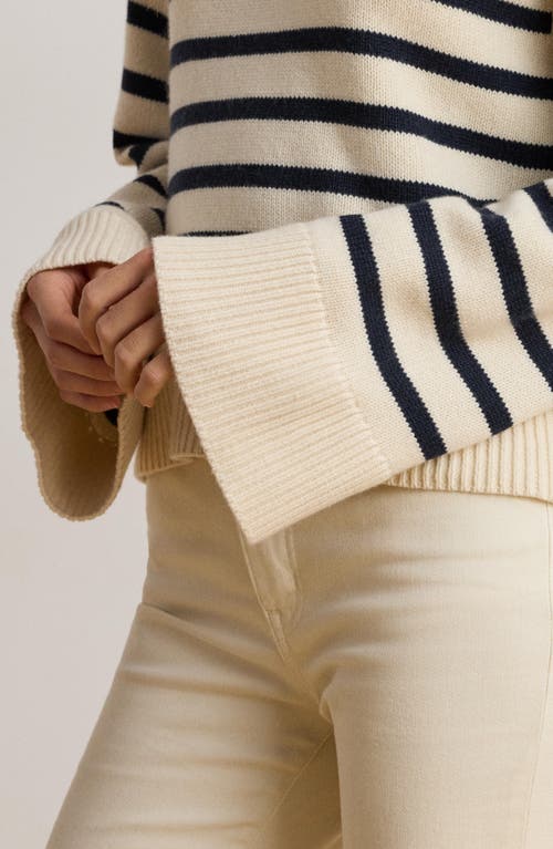 Ralph Lauren Striped Wool-blend Mockneck Sweater In Neutral