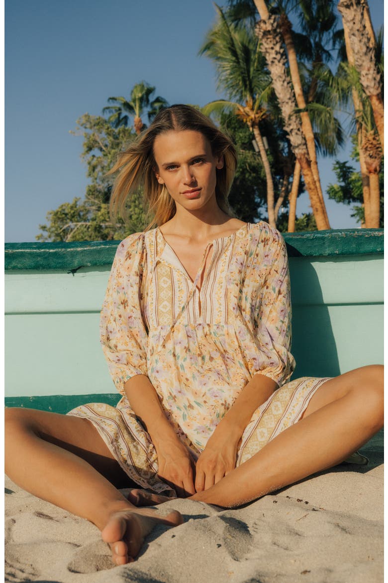 Ambers Floral Print Minidress, Alternate, color, WHITE CAP