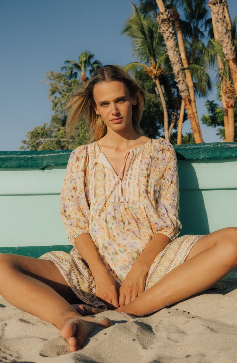 Billabong Ambers Floral Print Minidress, Alternate, color, White Cap