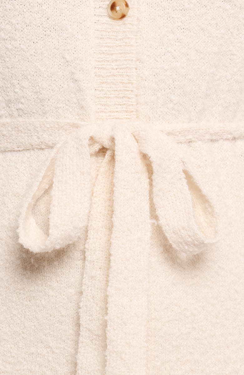Petal & Pup Charmelle Tie Waist Bouclé Cardigan, Alternate, color, White