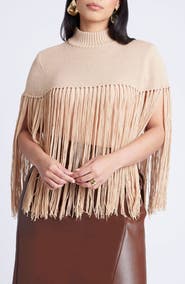 ELOQUII Fringe Half Sweater