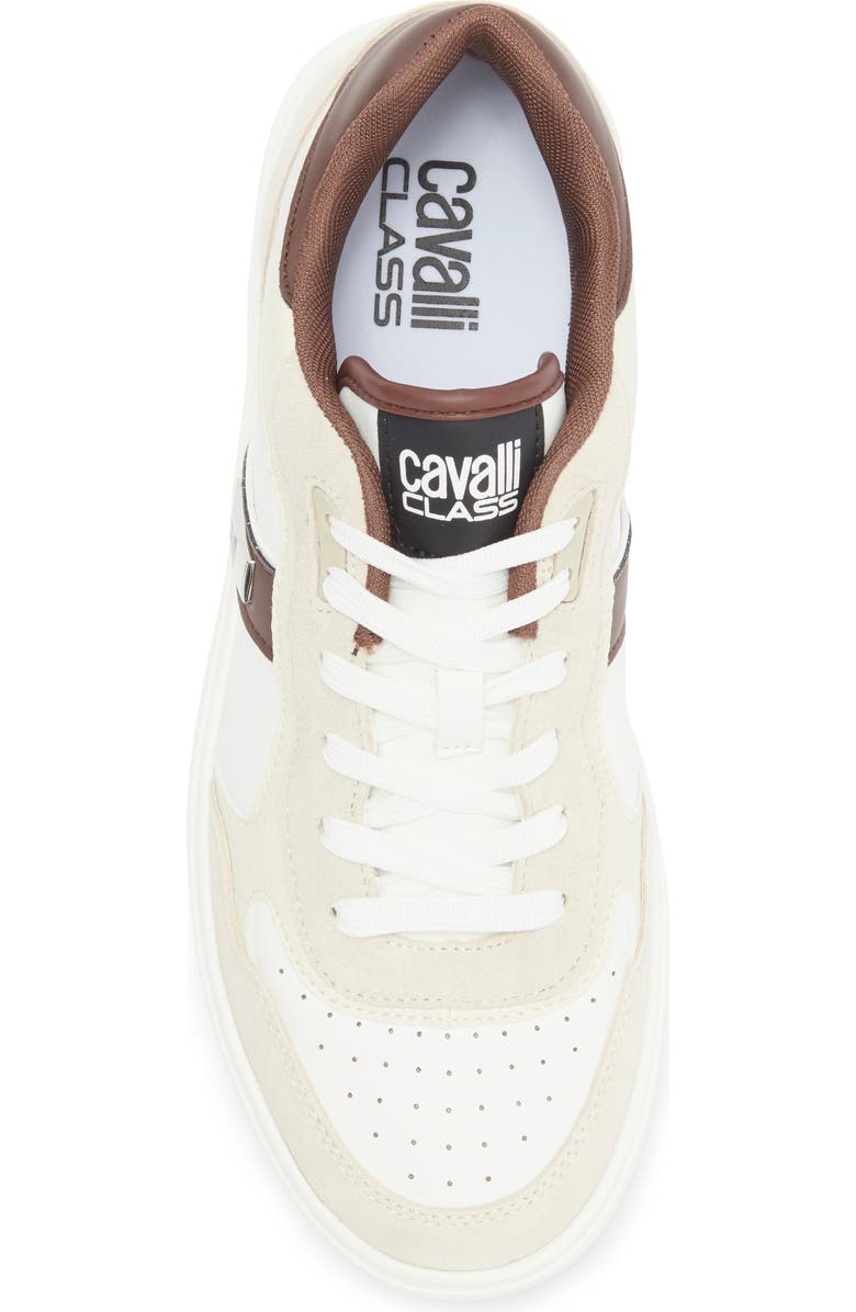 Roberto Cavalli Cavalli Class Low Top Sneaker, Alternate, color, White/ Farro/ Off White/ Brown