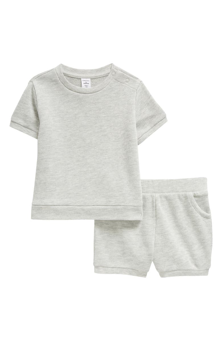 Nordstrom Cozy Short Sleeve Top & Shorts Set, Main, color, Grey Light Heather