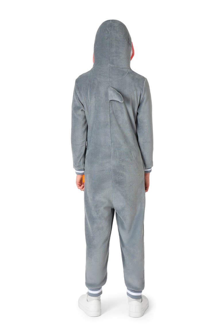 Kids' Shark One Piece Hooded Jumpsuit, Alternate, color, GREY