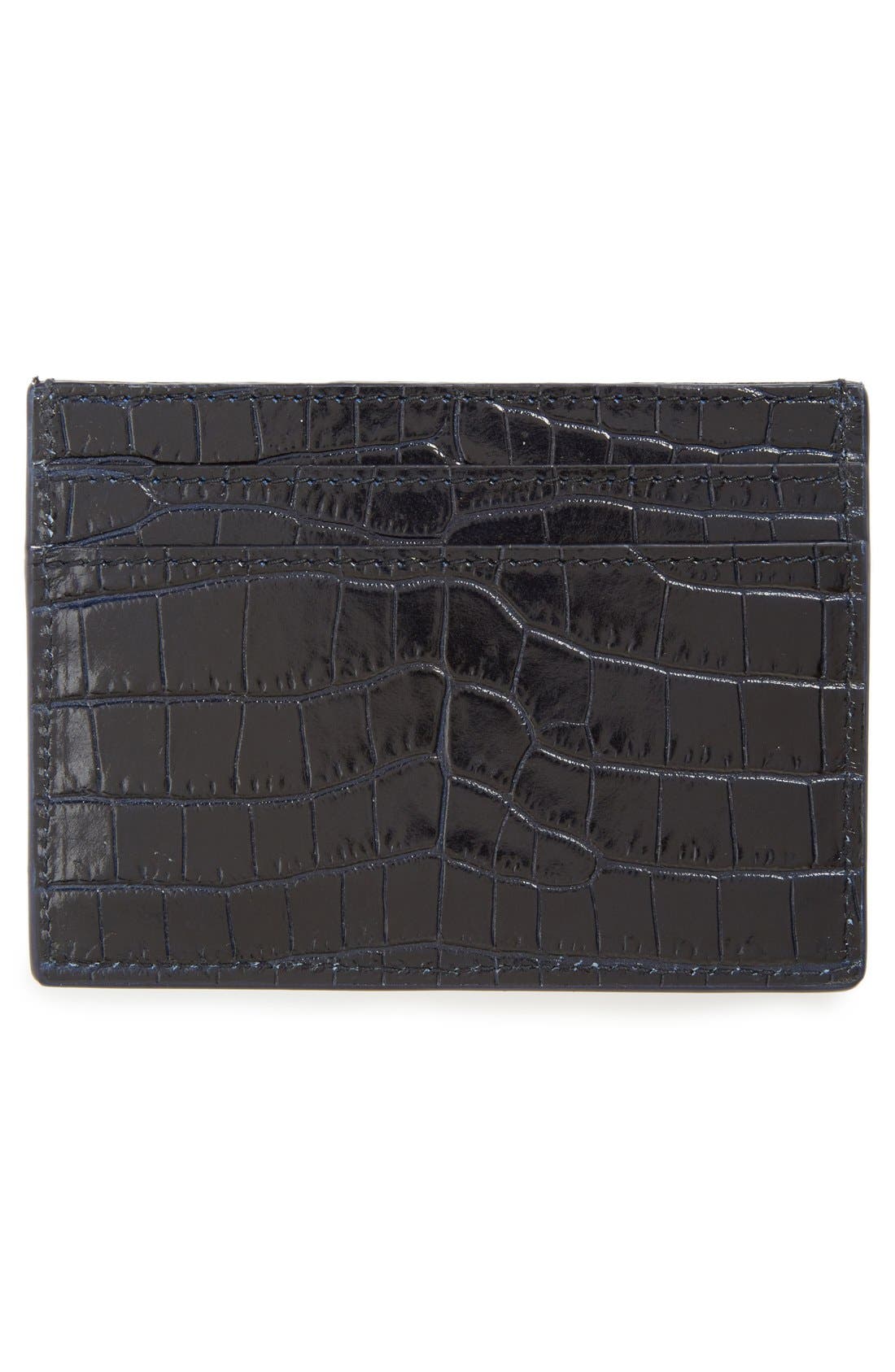 Saint Laurent Monogram Croc Embossed Leather Card Case (Women) | Nordstrom