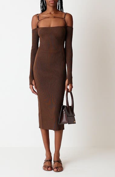 jacquemus dress brown Jacquemus La Robe Mistral Mini Dress – LABELS main image 1