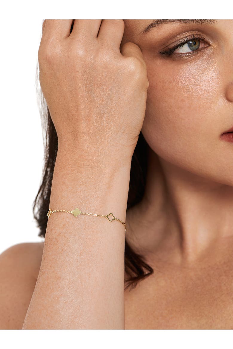 Clover Link Chain Bracelet in 14K Gold, Alternate, color, Yellow Gold