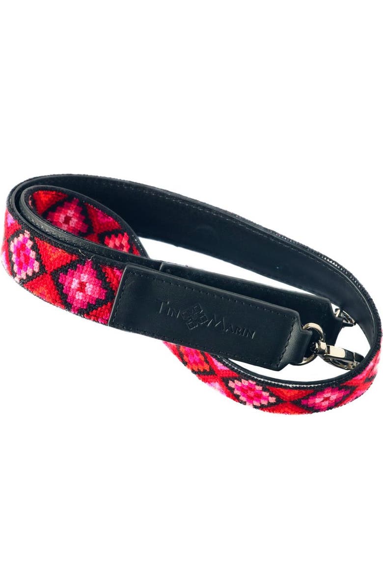 Tin Marin Mai Woven Bag Strap - Poppy with Leather, Alternate, color, Black Leather