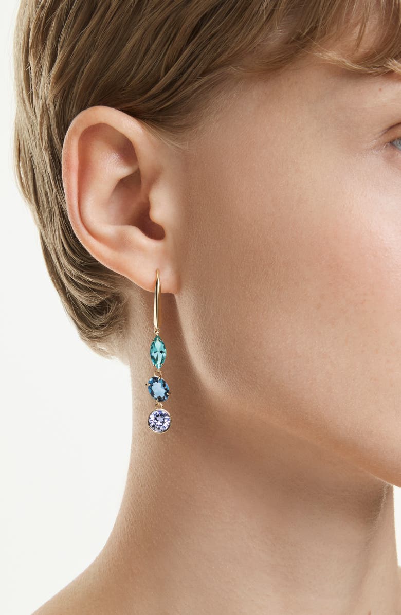 Swarovski Gema Crystal Mismatched Drop Earrings, Alternate, color, Gold/ Multi