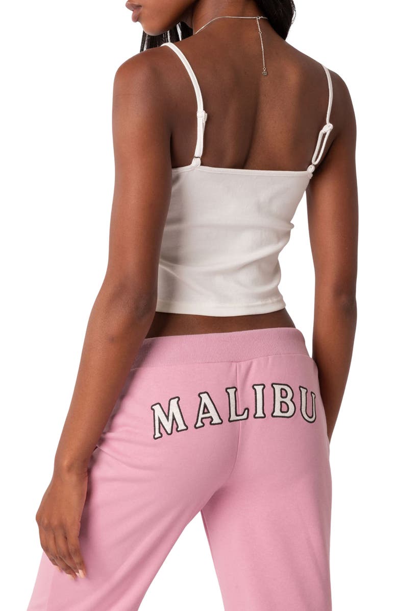 EDIKTED Lace Trim Crop Camisole, Alternate, color, White