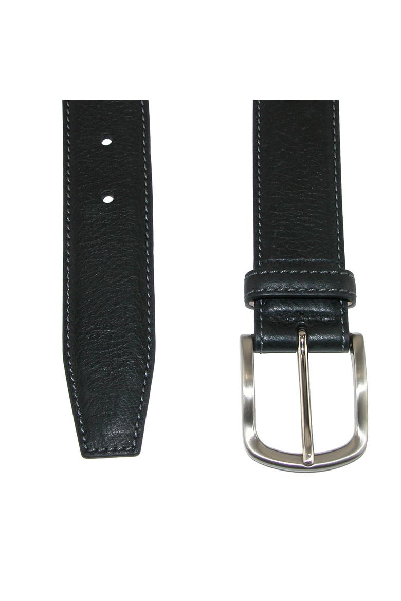 Men's Brescia Boxcalf Casual Belt with Contrast Stitch, Alternate, color, Black