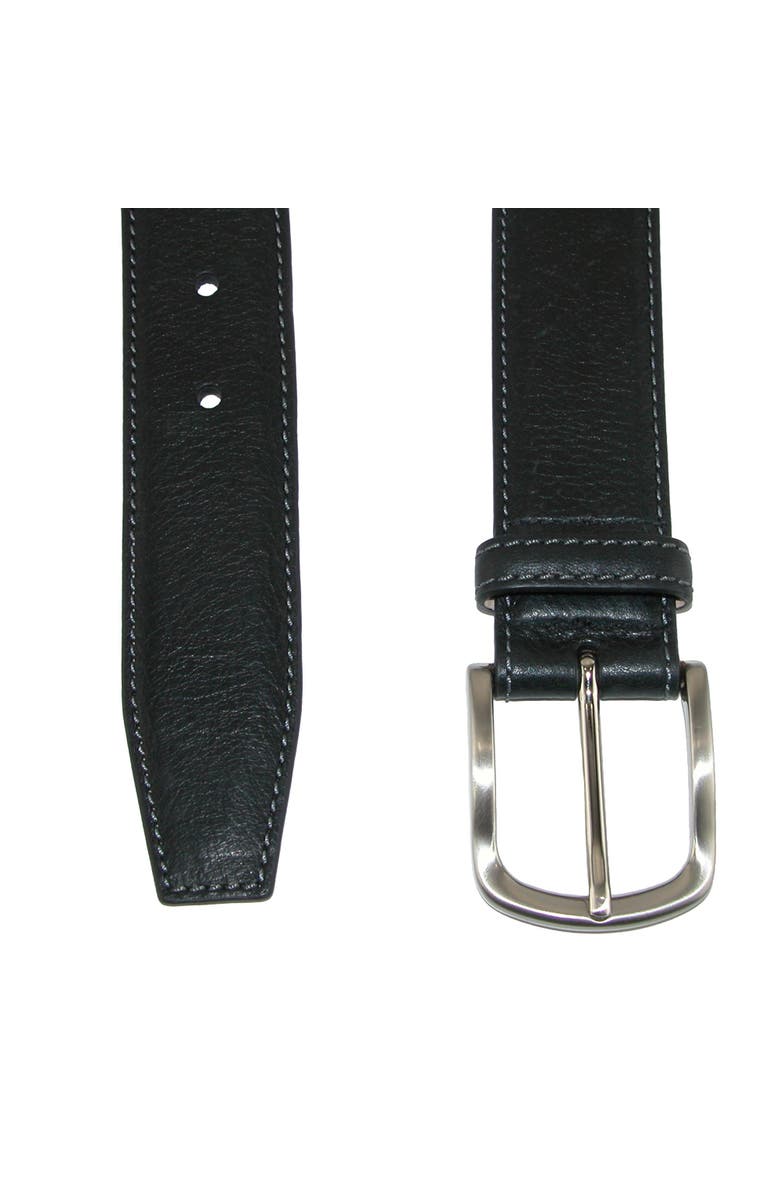 CrookhornDavis Men's Brescia Boxcalf Casual Belt with Contrast Stitch, Alternate, color, Black