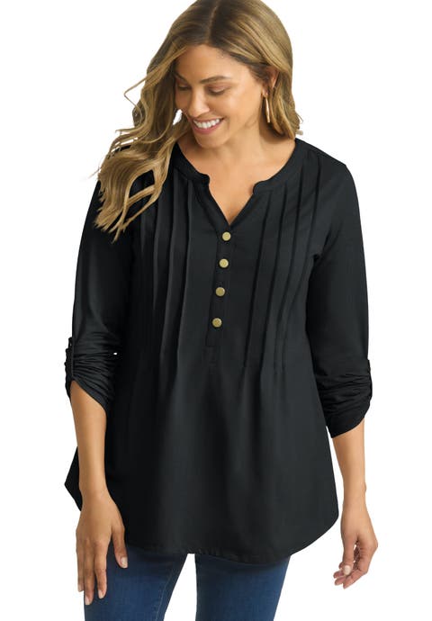 Stretch Pleated Tunic (Plus Available)