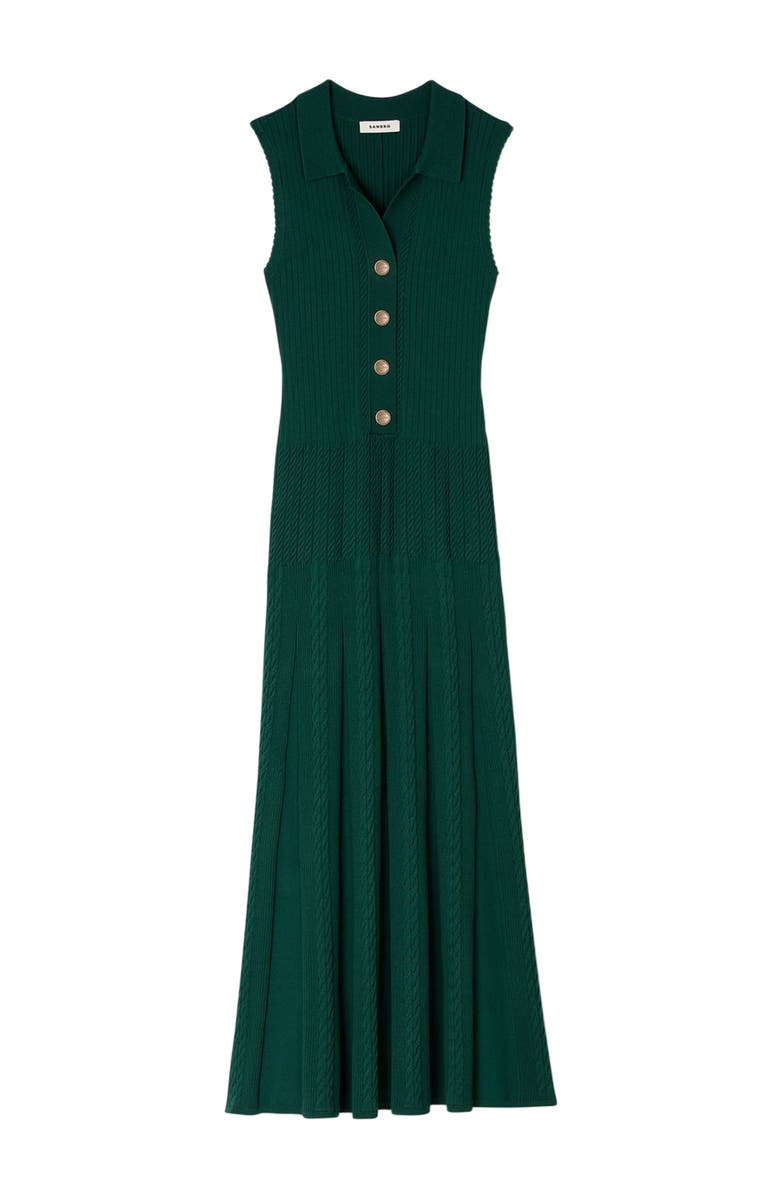 SANDRO Knit dress with polo neck, Alternate, color, Dark Green