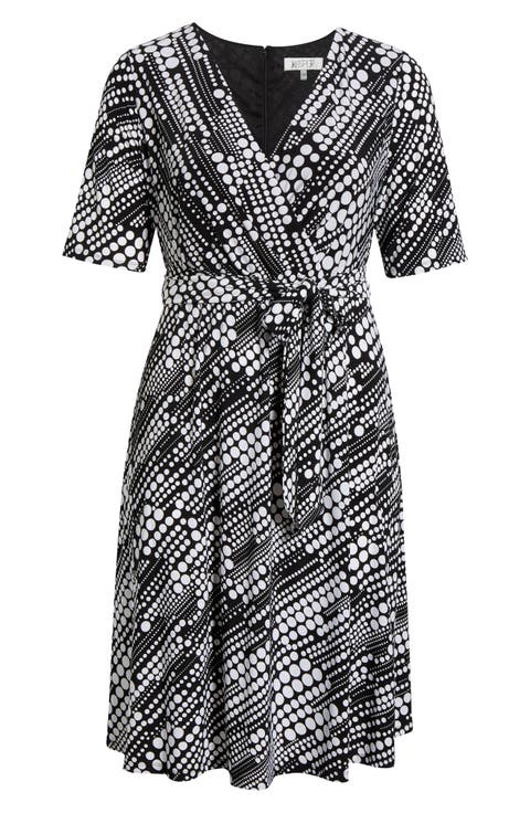 Tie Belt Faux Wrap Dress (Plus)
