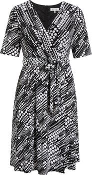 KASPER Tie Belt Faux Wrap Dress