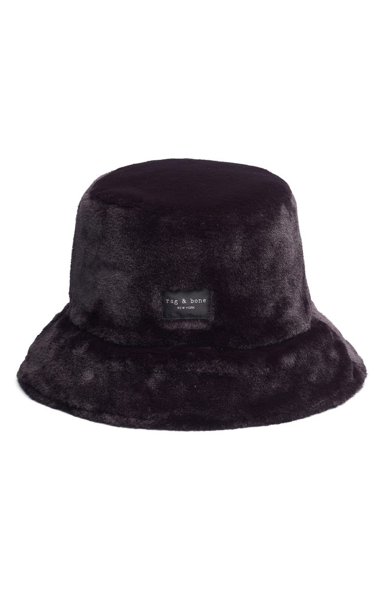 rag & bone Addison Reversible Faux Fur Bucket Hat, Main, color,