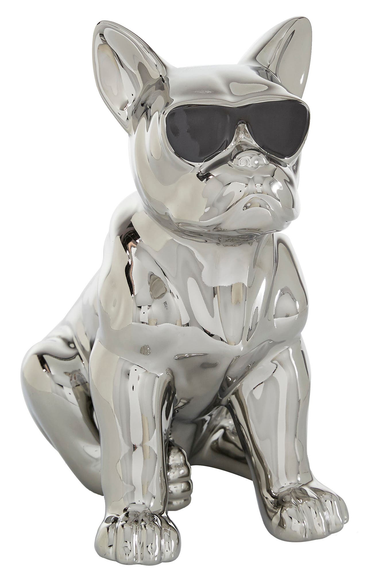 COSMO BY COSMOPOLITAN Silvertone Ceramic Bulldog Sculpture with Sunglasses