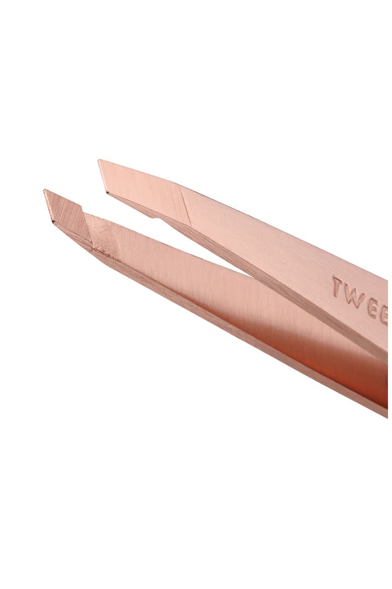 Rose Gold Slant Tweezer, Alternate, color, NO COLOR