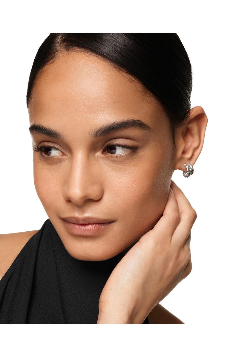 David Yurman DY Mercer<sup>®</sup> Double Hoop Huggie Earrings in Sterling Silver, 7.8mm, Alternate, color, Silver