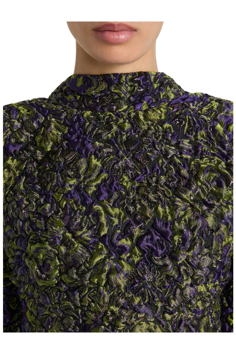 Cloqué Jacquard Dress, Alternate, color, green