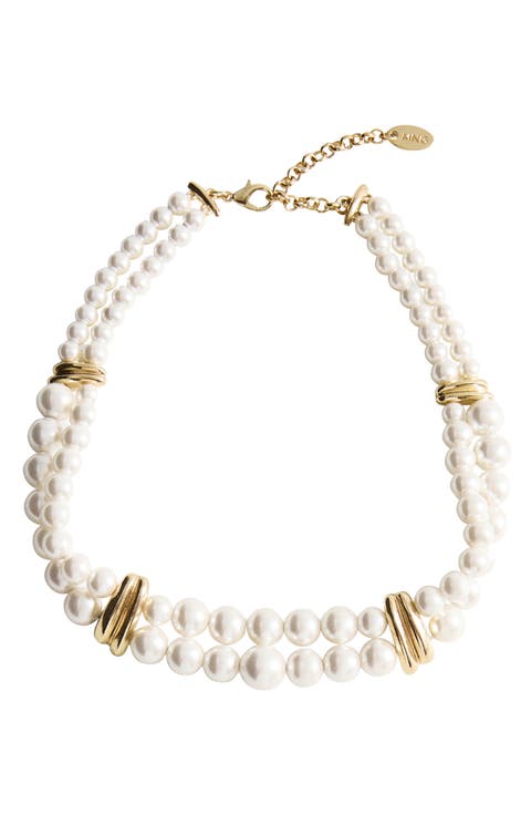 Faux Pearl Choker Necklace