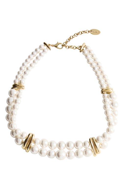 Mango Faux Pearl Choker Necklace In White