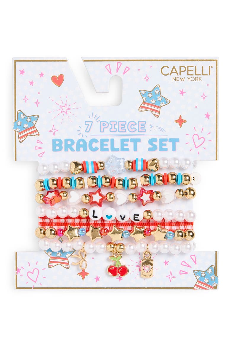 Kids' 7-Pack Love Bracelet Set, Main, color, RED MULTI