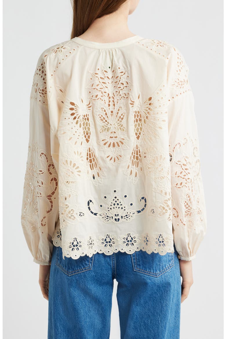 Artisanal Embroidered Eyelet Cotton Button-Up Shirt, Alternate, color, LIGHT PINK