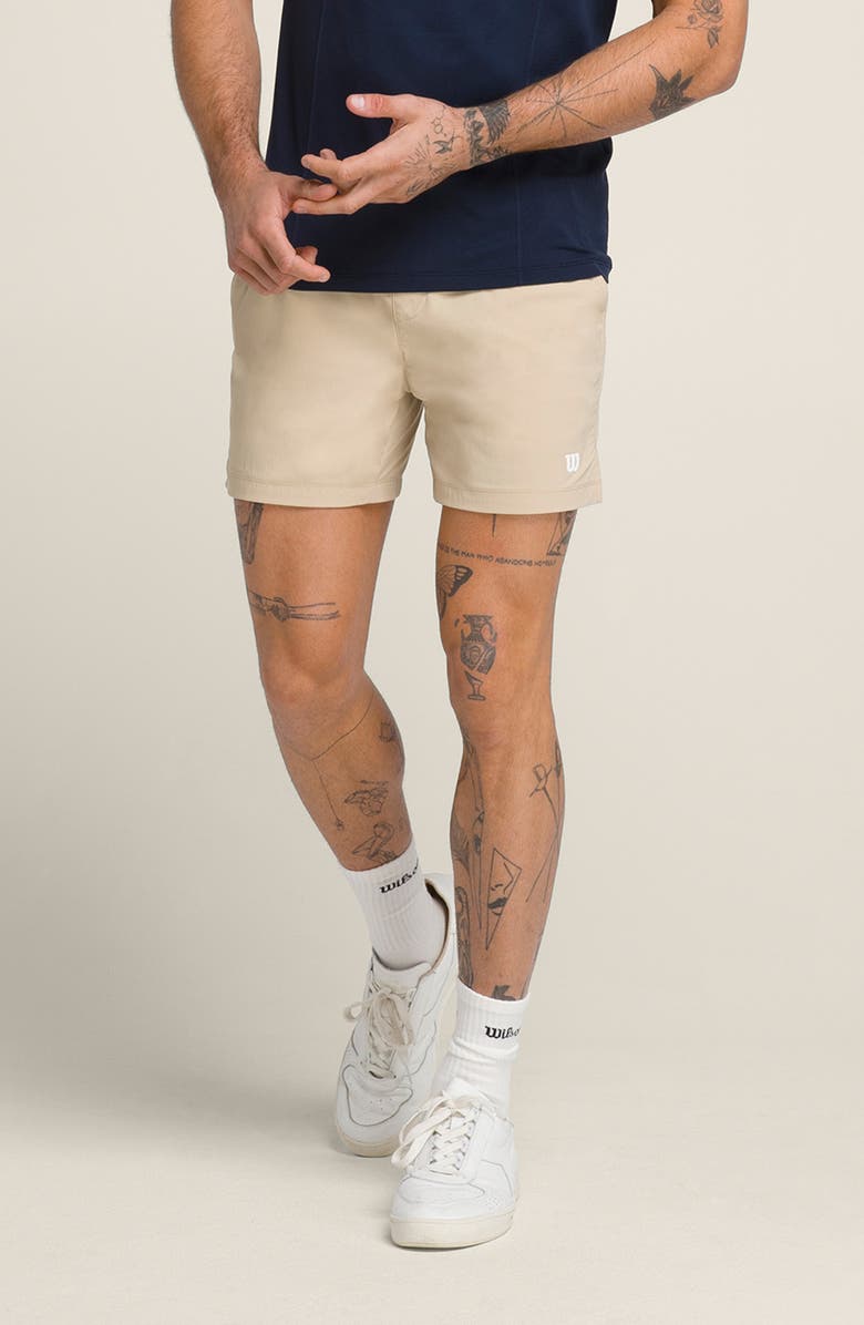 WILSON Tennis Water Repellent Volley Shorts, Main, color, Safari