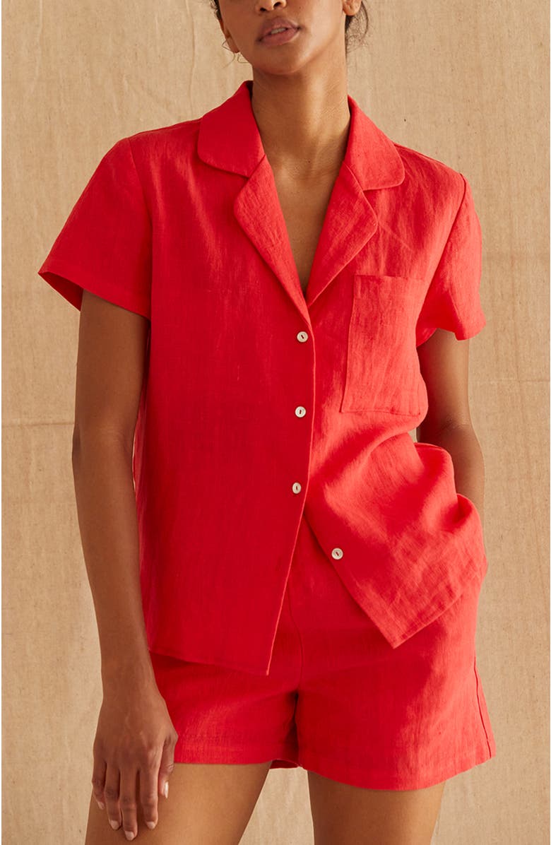 CRESCENT Linen Top & Shorts Two Piece Set, Alternate, color,