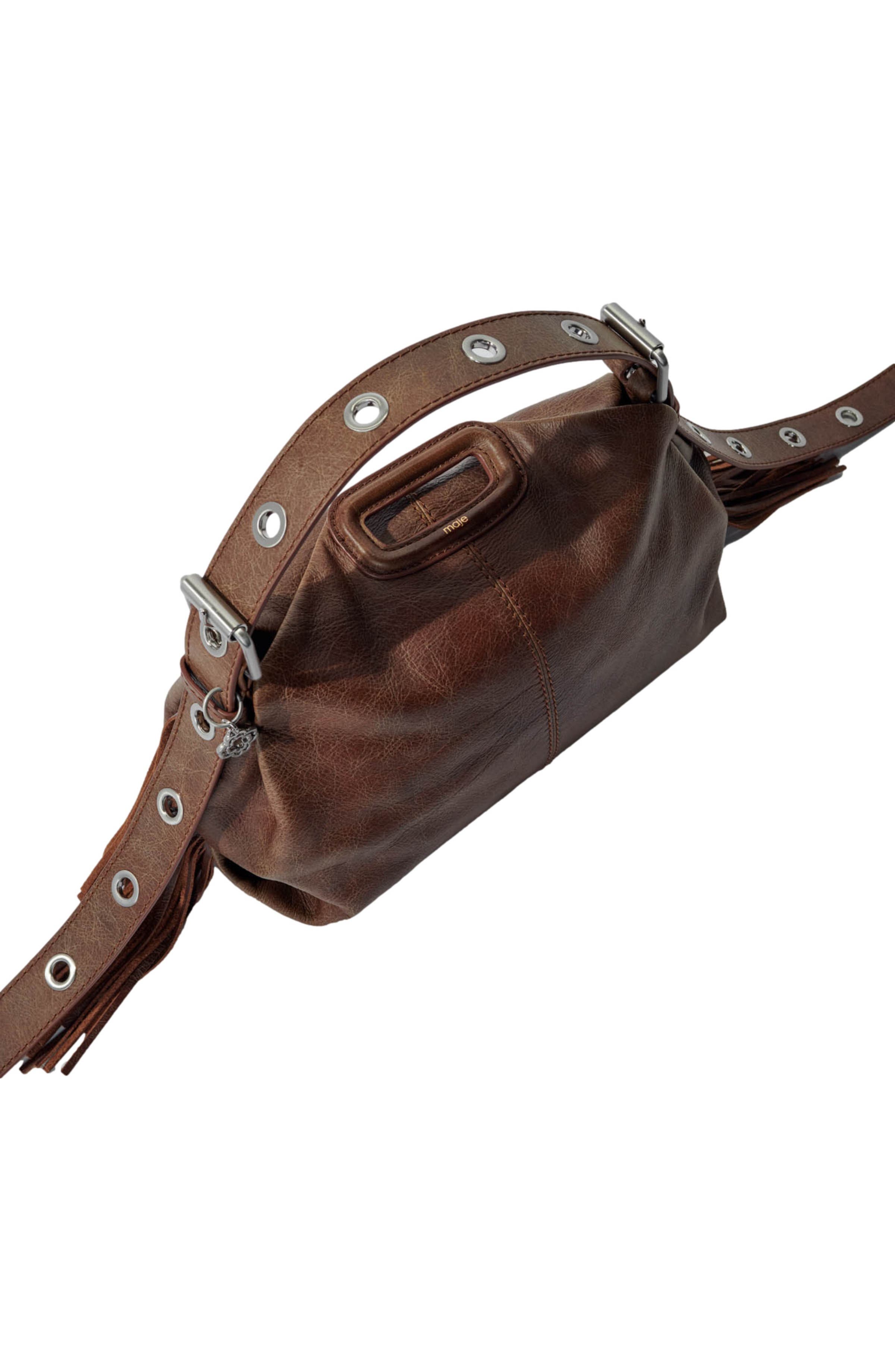 maje Miss M bag in vintage leather, Alternate, color, 