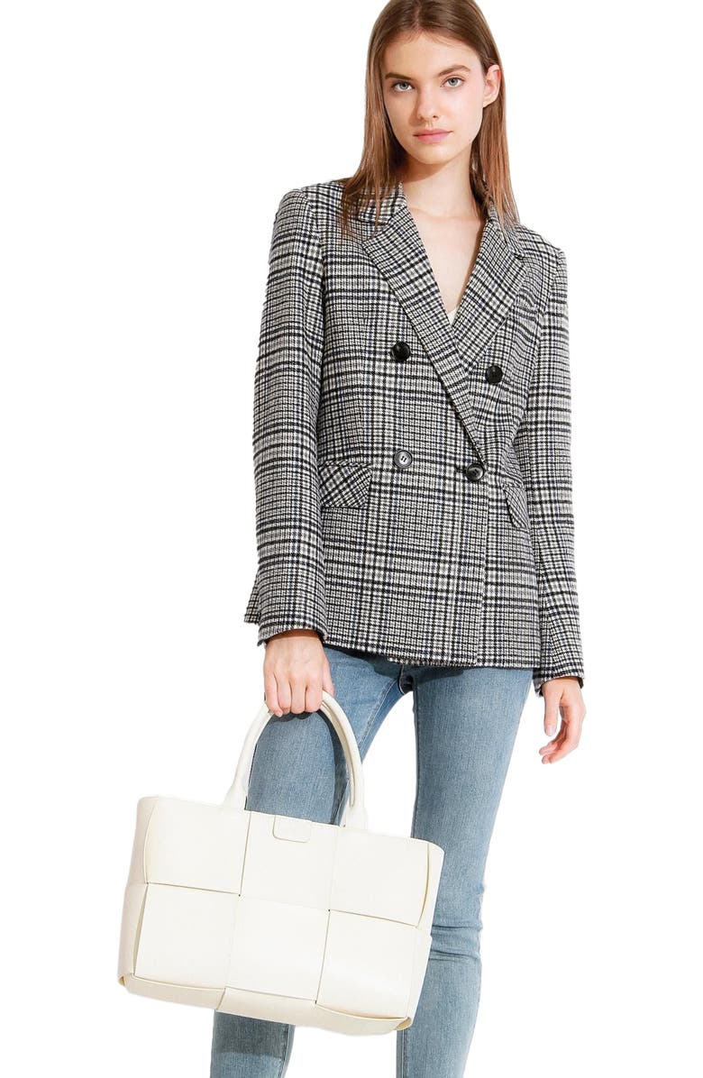 Belle & Bloom Piccadilly Wool Blend Plaid Blazer, Alternate, color, Grey