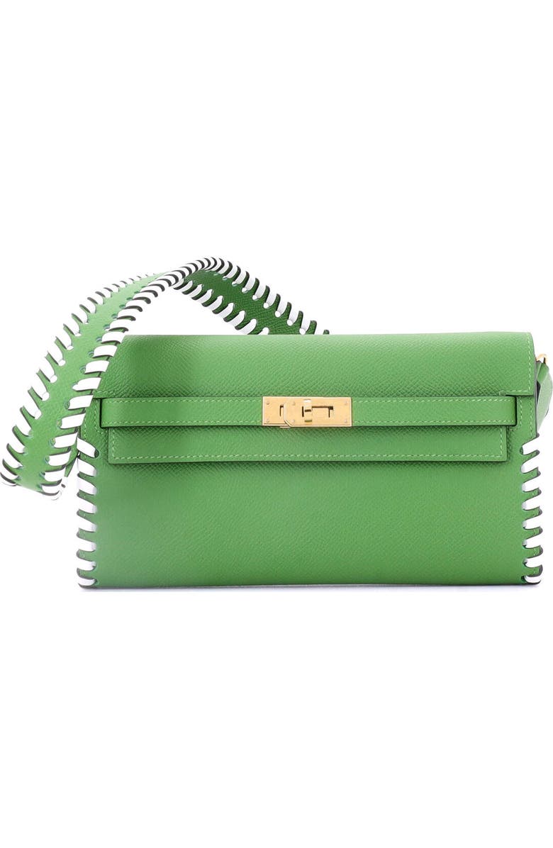 Pre-Owned Hermes Kelly To Go Wallet Tressage Epsom, Main, color, Vert Yucca