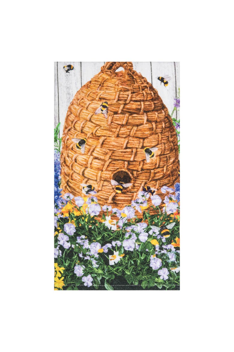 Bee Hive Paradise Dishtowel, Main, color, Brown