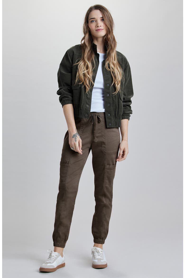 Milla Cotton Blend Sateen Joggers, Alternate, color, DARK COCONUT