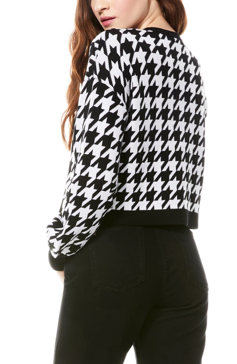 Alice + Olivia Ansley Houndstooth Wool Blend Crop Sweater, Alternate, color,