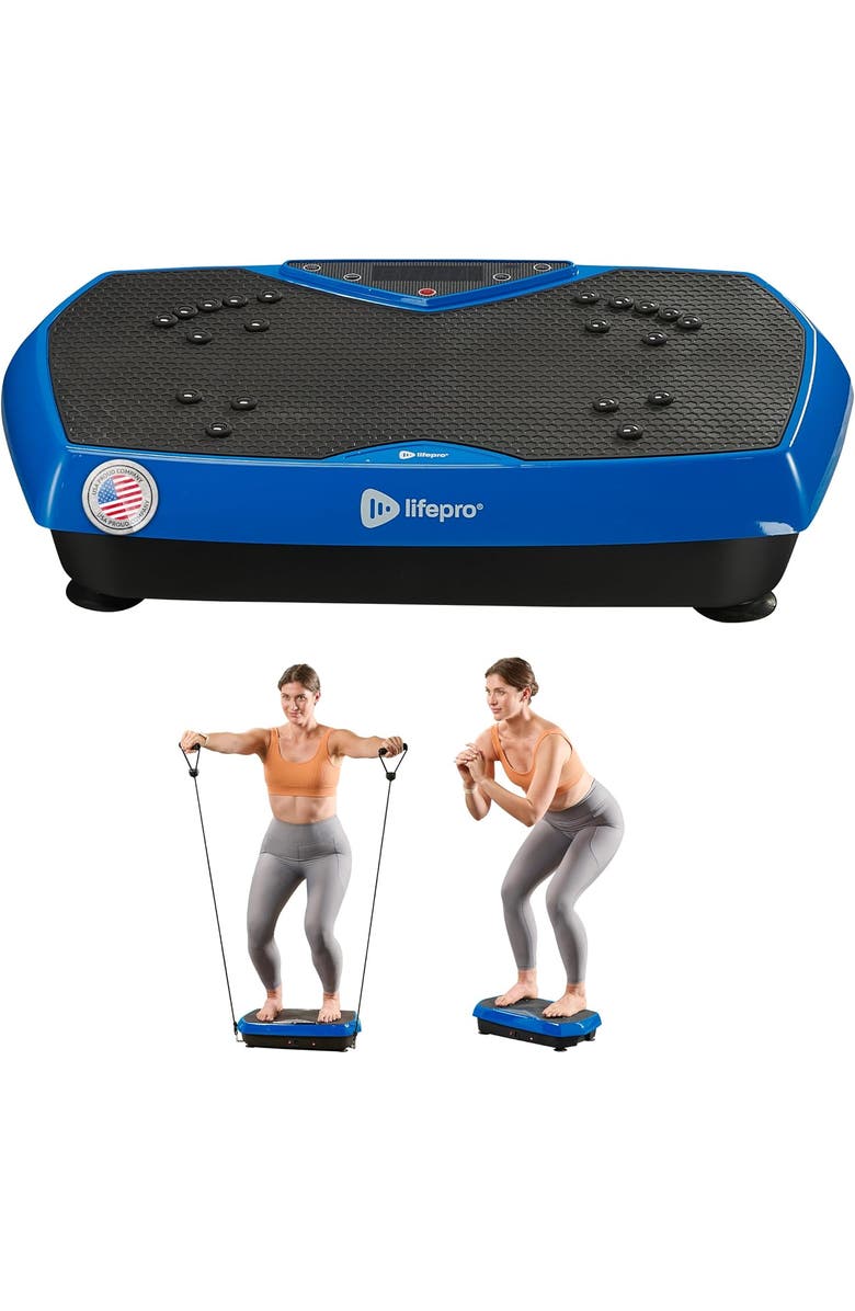 Lifepro Vibration Plate Exercise Machine Magnetic Acupoints Platform for Muscle Toning and Recovery, Main, color, Blue