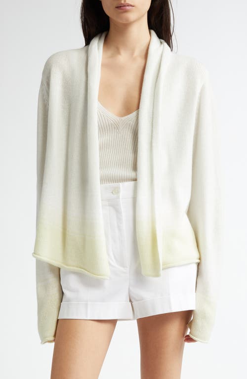 Johnstons Of Elgin Gauzy Ombré Colorblock Open Front Cashmerre Cardigan In Zinc/white