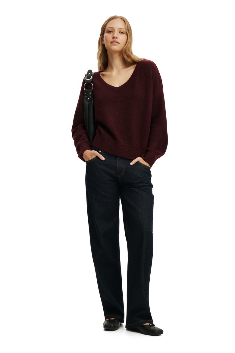 Women's Softest Luxe  Slouchy V Knit, Alternate, color, Sour Cherry