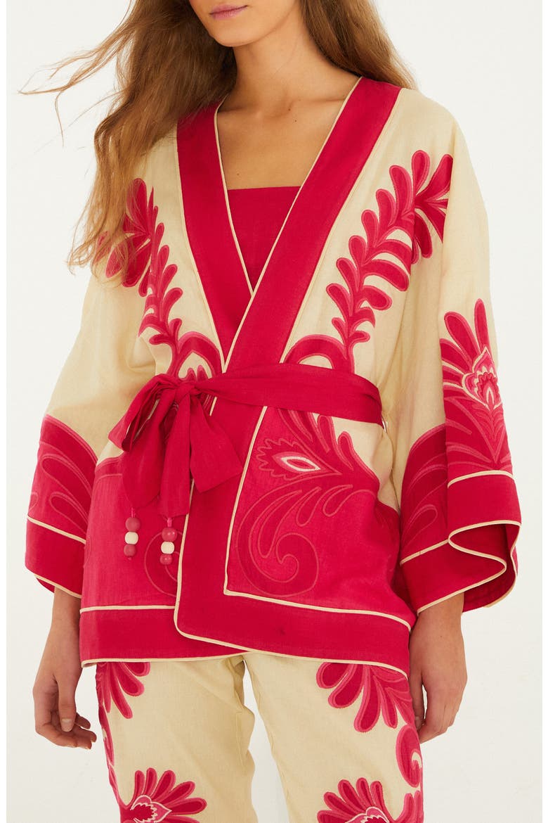Spring Arabesc Belted Jacket, Main, color, SPRING ARABESC PINK