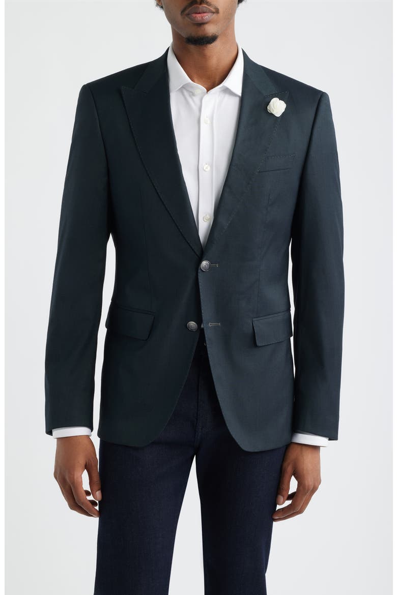 Huge Wool Blend Peak Lapel Sport Coat, Main, color, OPEN GREEN