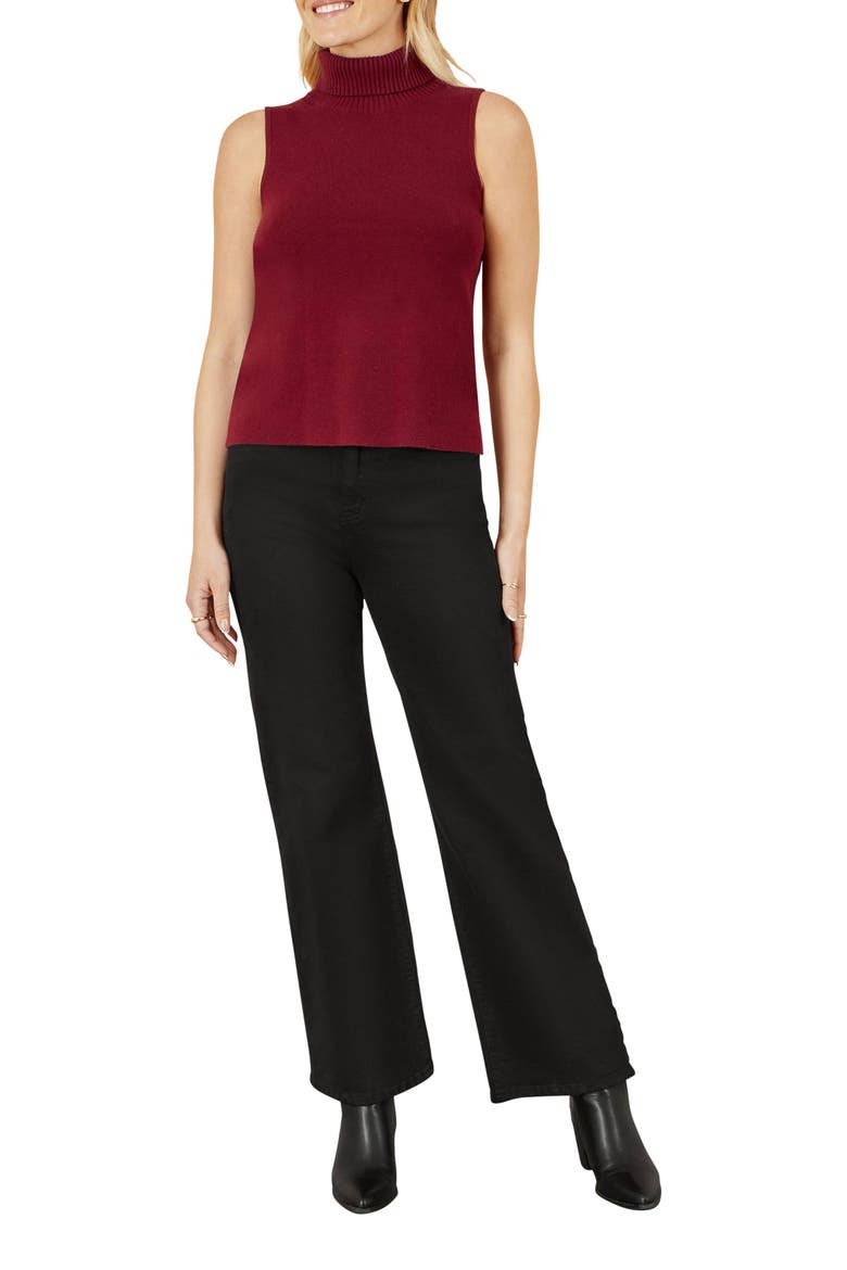 High Neck Knitted Sleeveless Sweater, Alternate, color, Burgundy