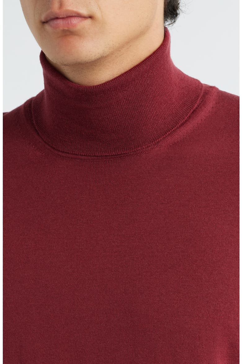 Musso Virgin Wool Turtleneck Sweater, Alternate, color, DARK RED
