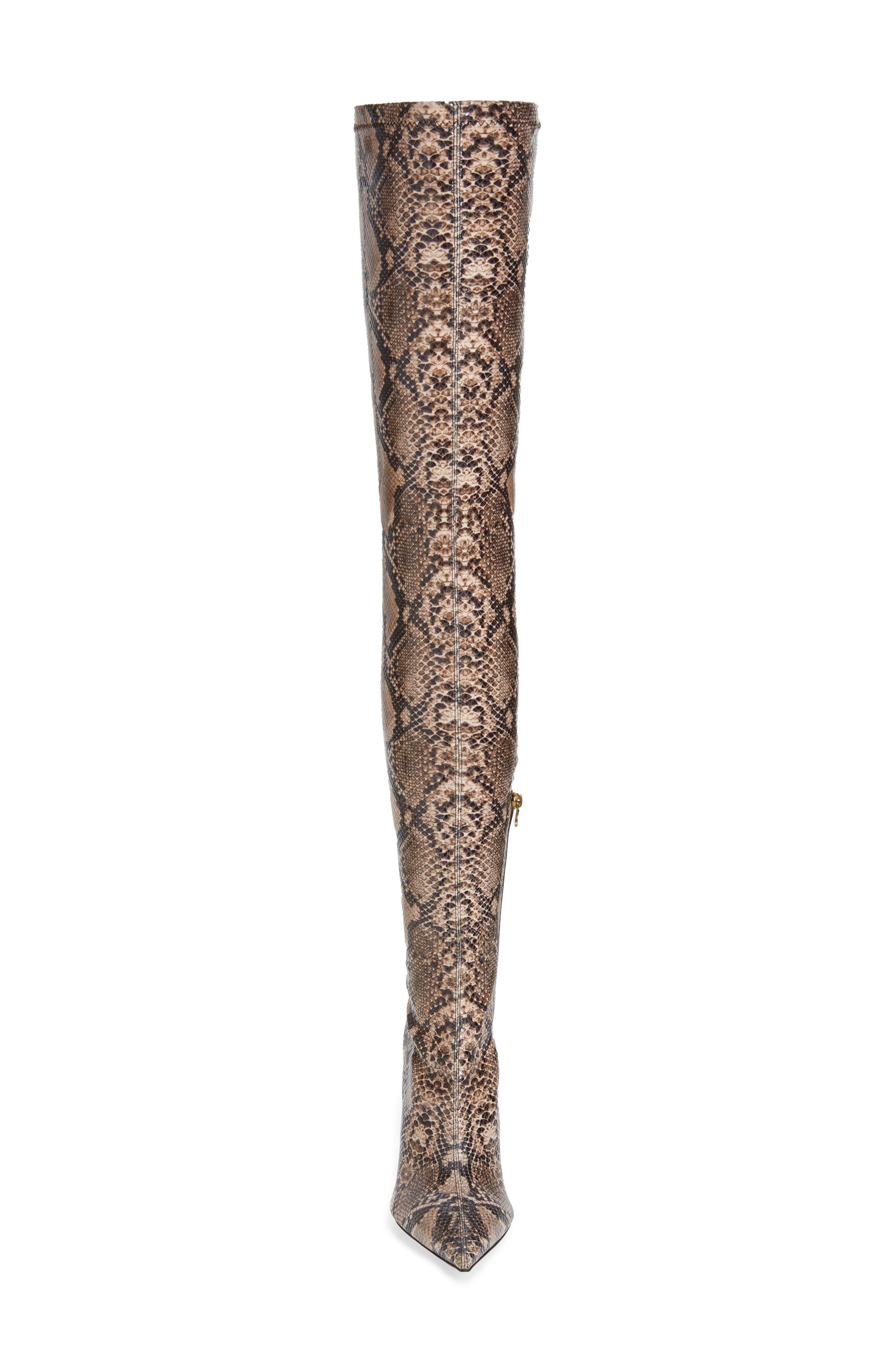 Stella McCartney Iconic Python Print Pointed Toe Over the Knee Boot, Alternate, color, 