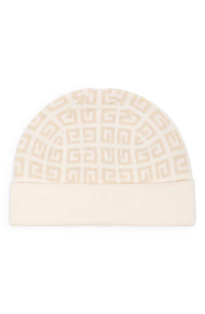 Givenchy Double Face Knit Beanie, Main, color, Ecru