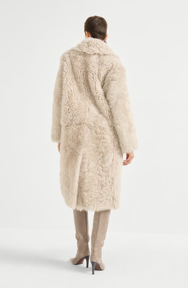 Brunello Cucinelli Soft shearling coat, Alternate, color, Beige