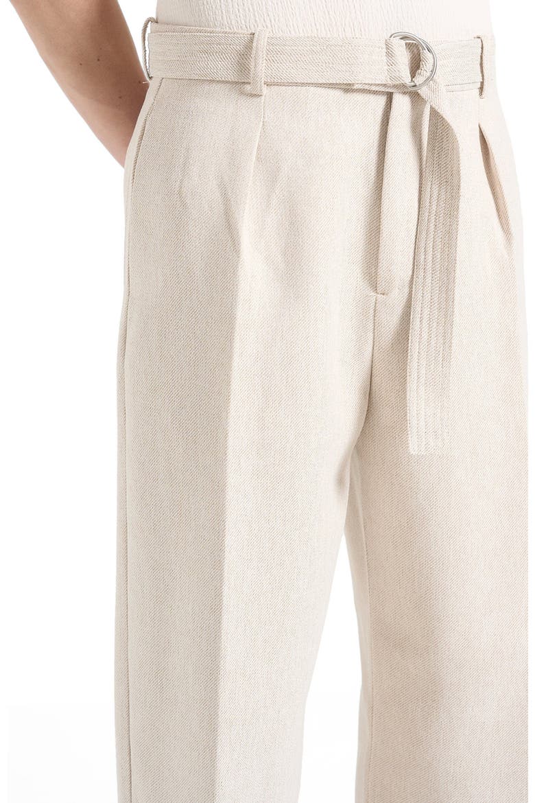 Loic Wide Leg Textured Trousers with Belt, Alternate, color, Cream