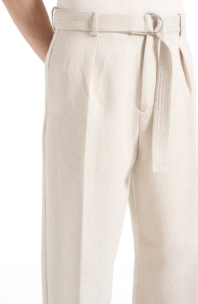 Manière De Voir Loic Wide Leg Textured Trousers with Belt, Alternate, color, Cream